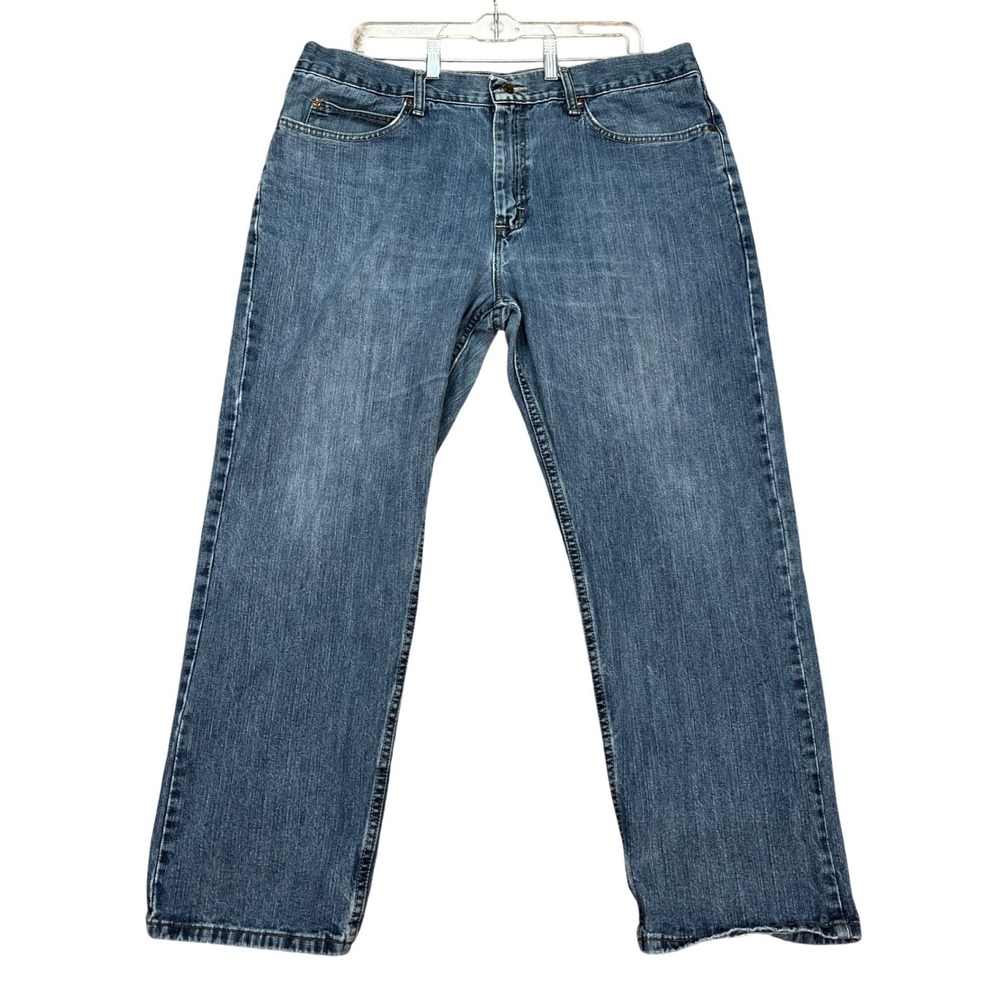 Lee Relaxed Fit Jeans Mens 38x29 Medium Wash Straight Leg Flat Front Denim Twill